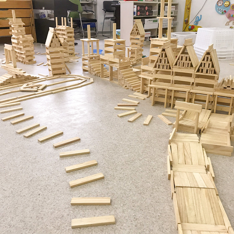 Kids Education Login - Bloques apilables de madera natural, juguete