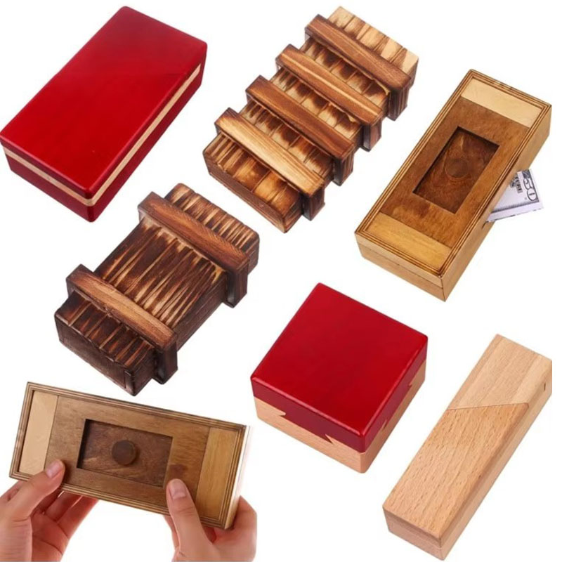 Brain Teaser Cube - Caja de rompecabezas de madera con